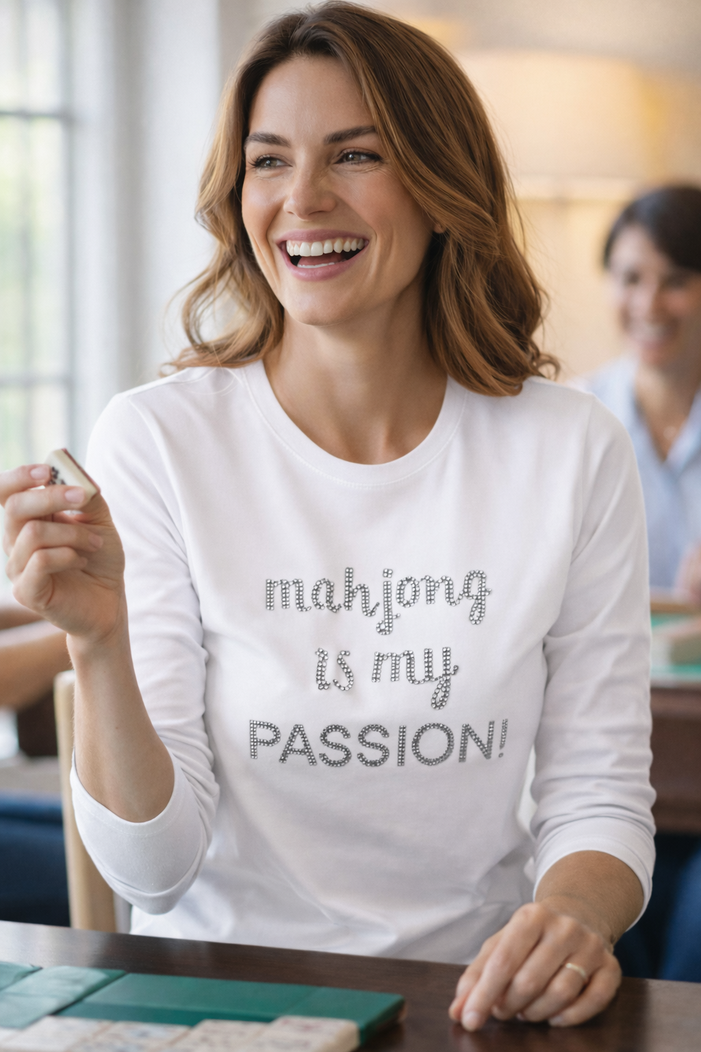 #609B Mahjong Passion  Long Sleeve Tee /  Black or White