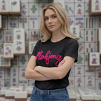 Mahjong Embroidered Chenille Short Sleeve Tee Shirt  | Black or White